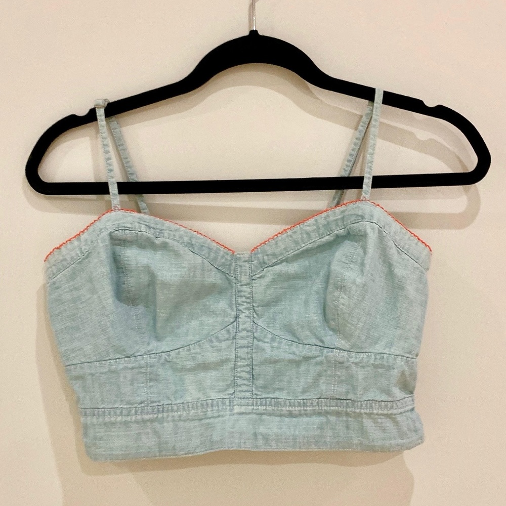 American Eagle Denim Front Corset Crop Top
